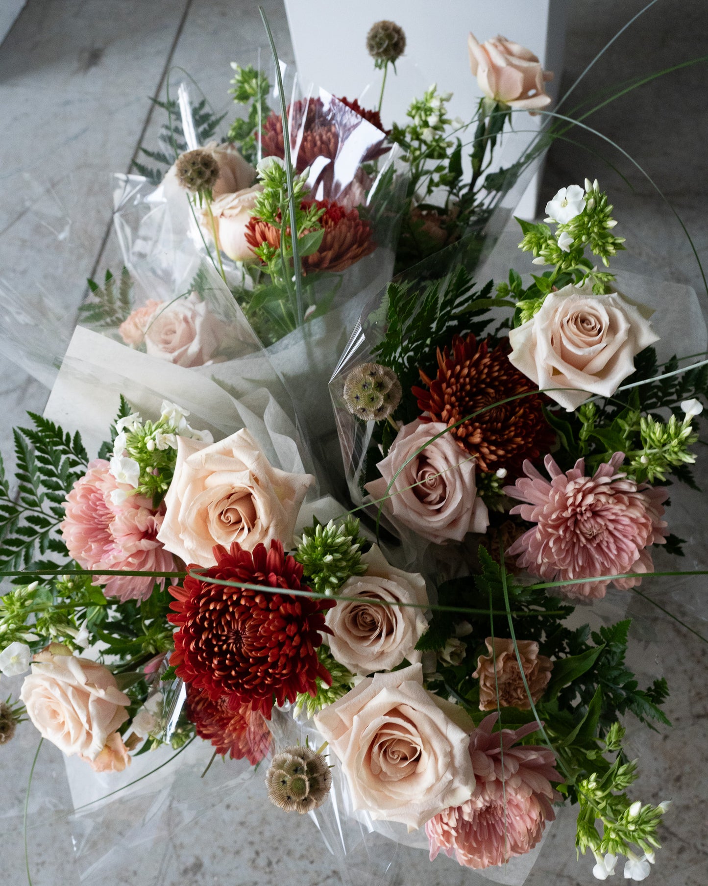 Bouquet of flowers with roses and greenery for delivery or pickup in Toronto.