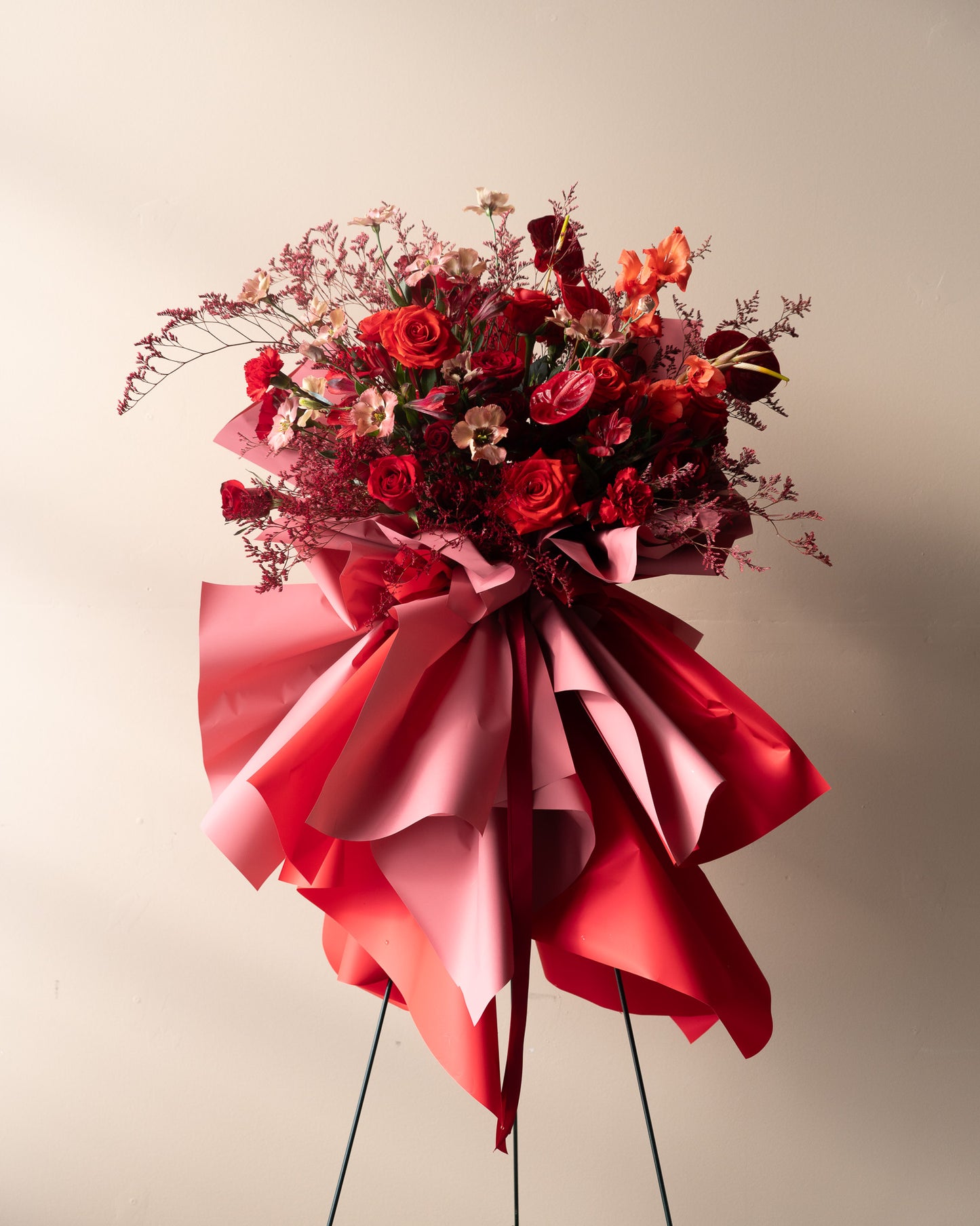 Large floral arrangement with Korean Wrapping for a store grand opening in Toronto