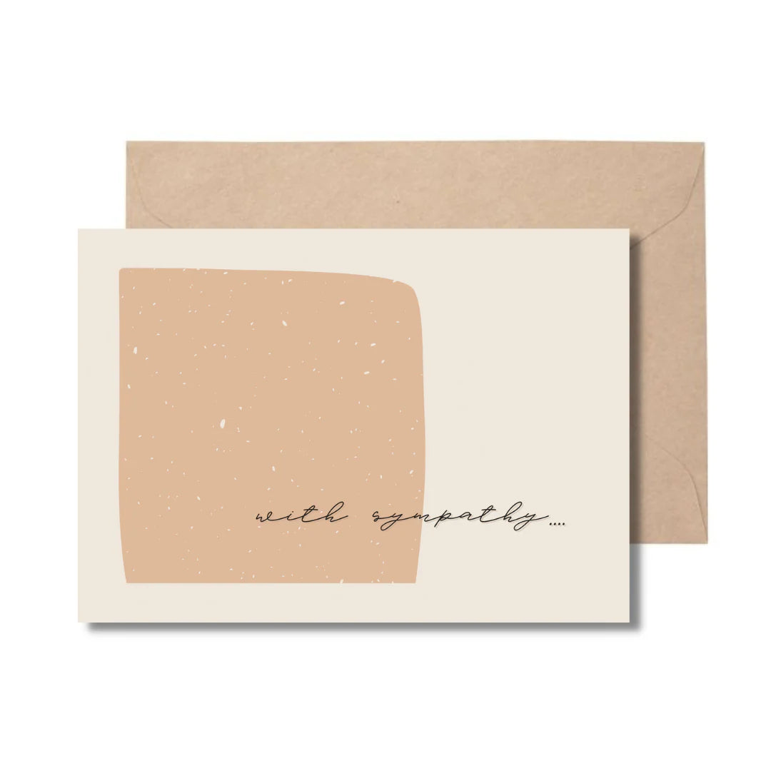 Greeting card with 'with sympathy' text accompanied by an envelope for delivery or pickup in Toronto.