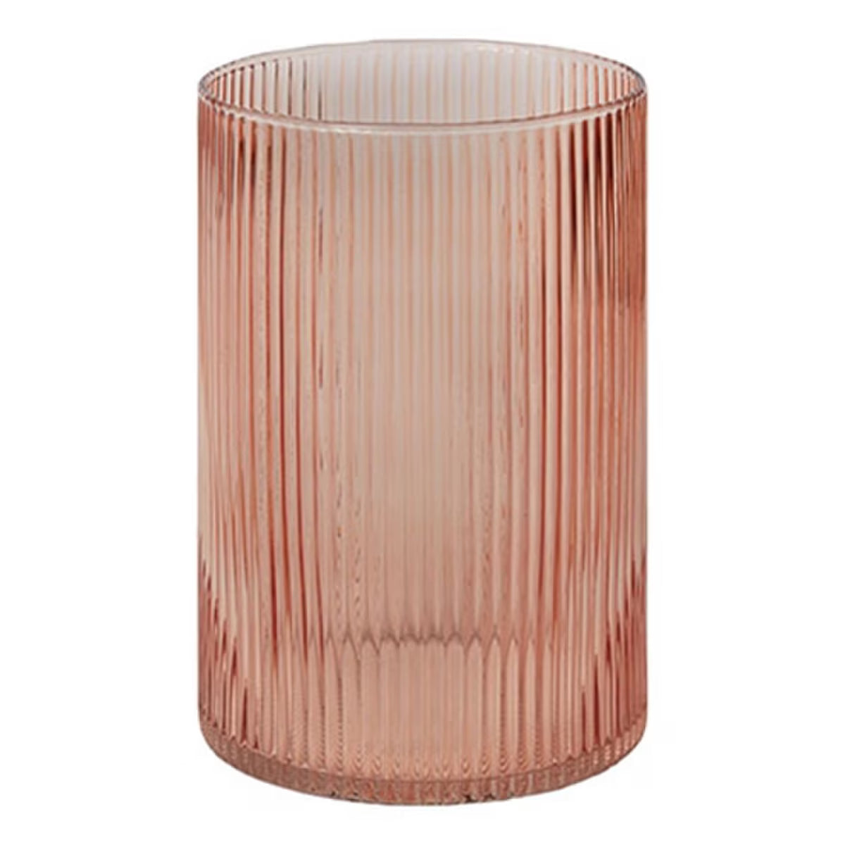 Cylindrical glass with ribbed texture for delivery or pickup in Toronto.