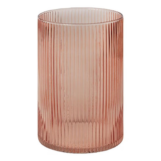 Cylindrical glass with ribbed texture for delivery or pickup in Toronto.