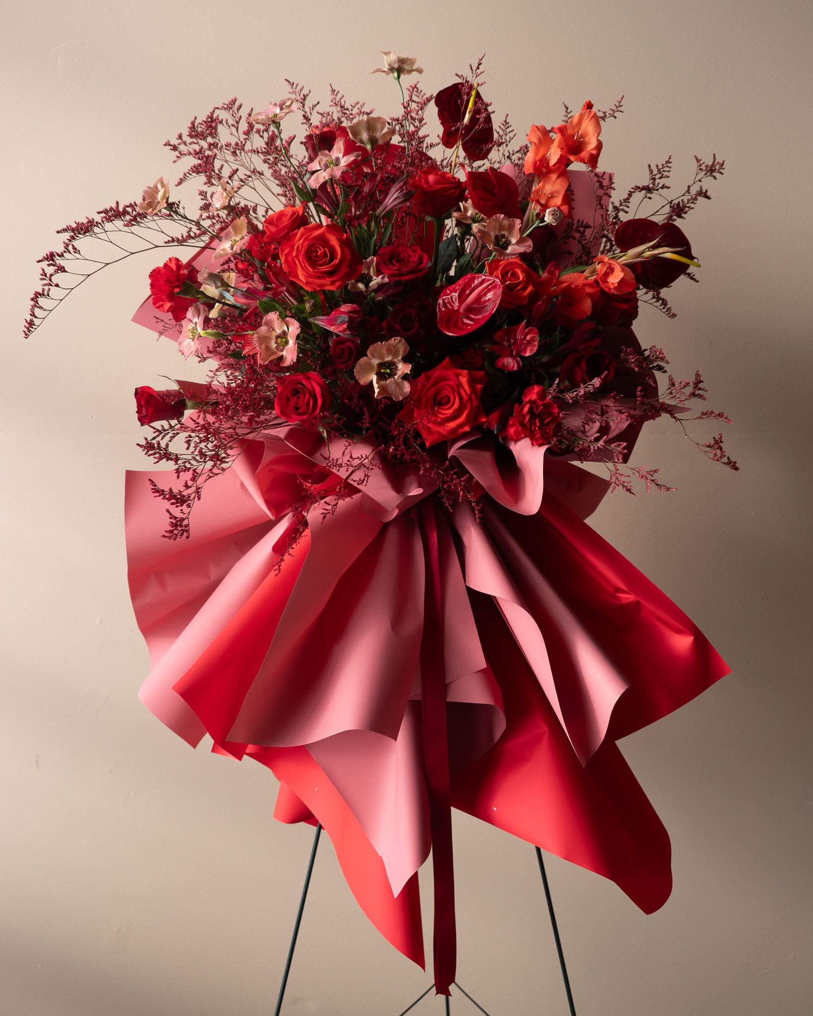 Large floral arrangement with Korean Wrapping for a store grand opening in Toronto