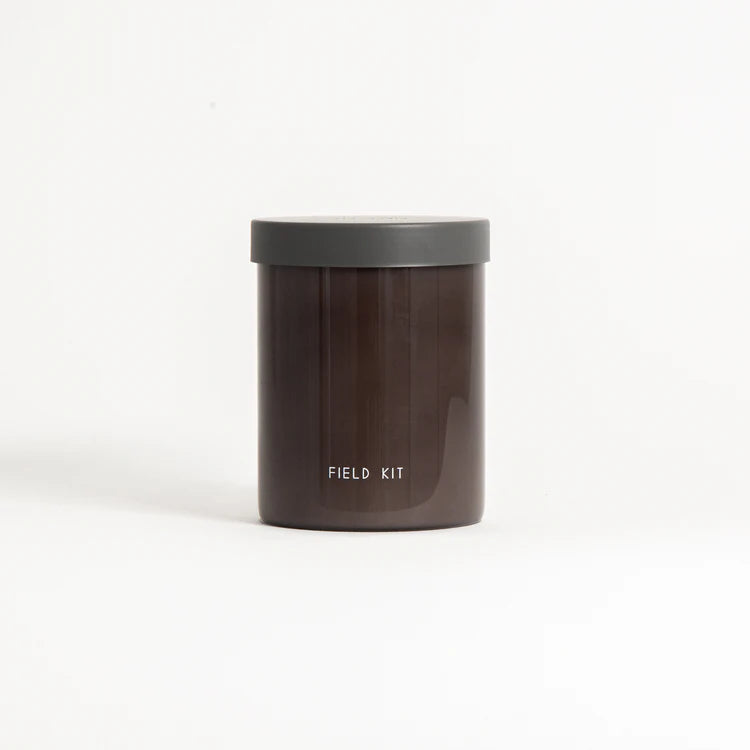 Field Kit brown glass jar candle with grey lid, Annam Studio Toronto curated gift