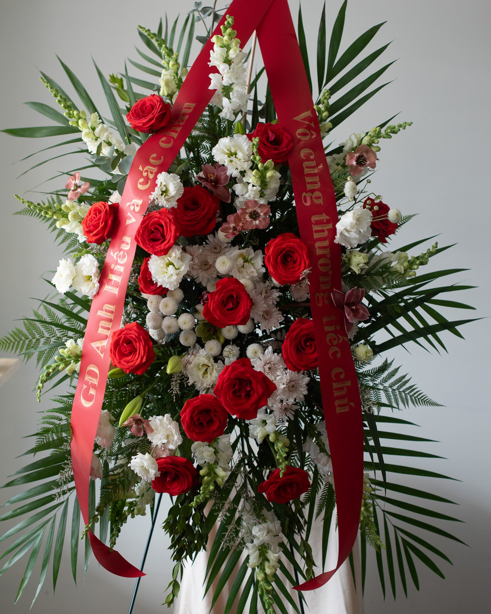 Red & White Tribute - Standing Spray