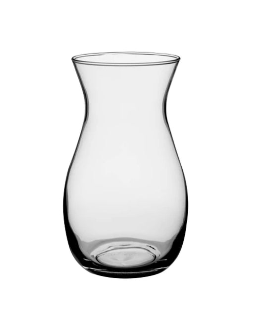 Clear glass vase with a modern curved design from Annam Studio Toronto floral shop