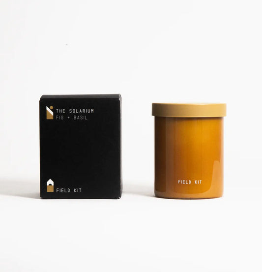 Field Kit Fig Basil candle with black box, modern floral studio gift from Annam Studio Toronto
