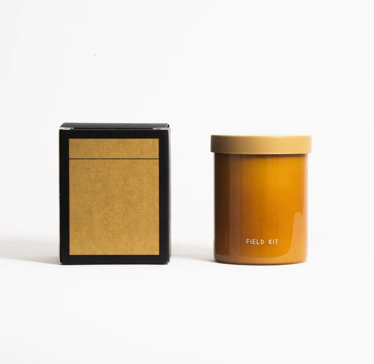 Field Kit amber glass candle with kraft box, modern floral gift from Annam Studio Toronto