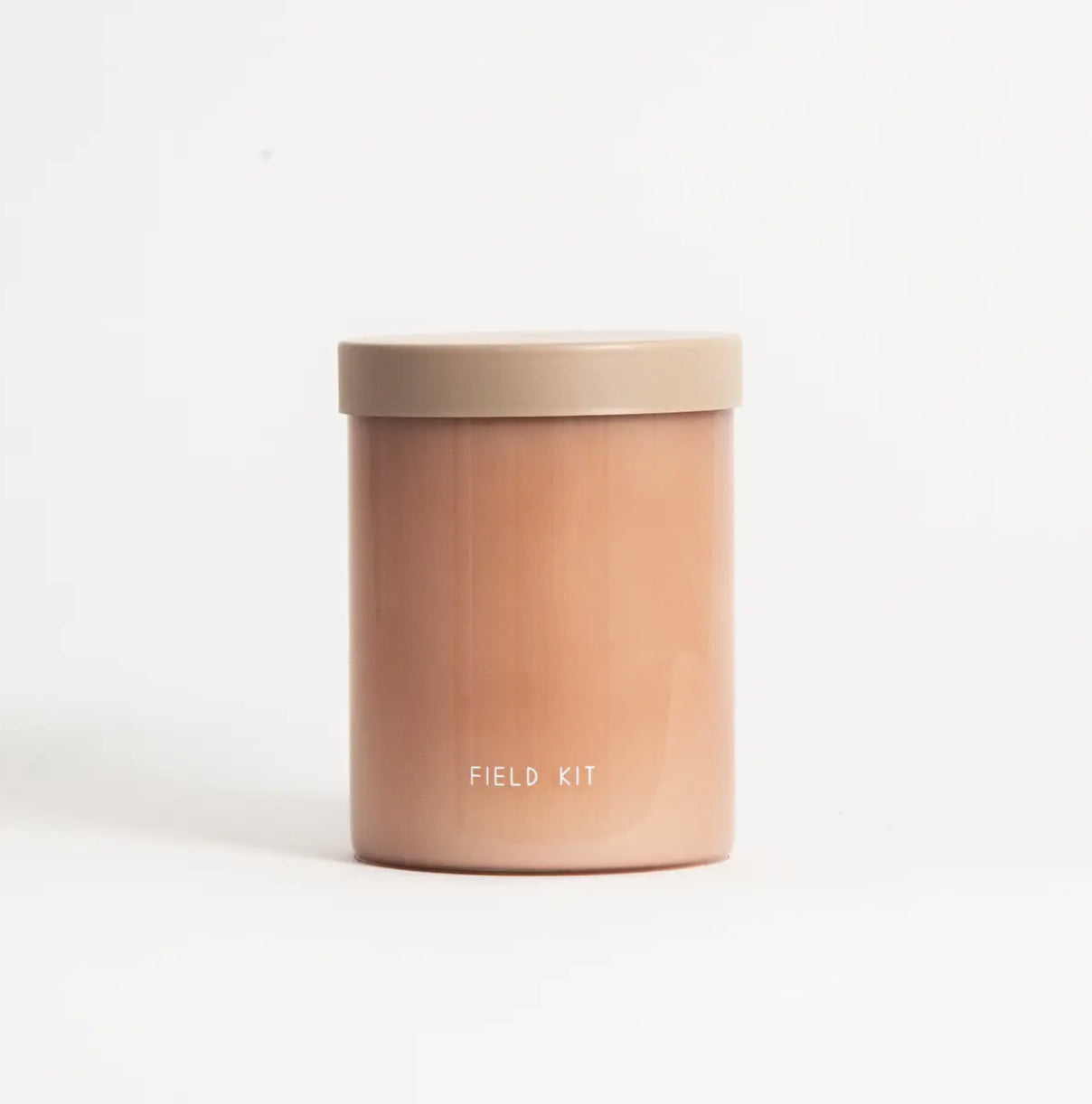 Minimalist beige Field Kit candle jar on white background, Annam Studio Toronto gift